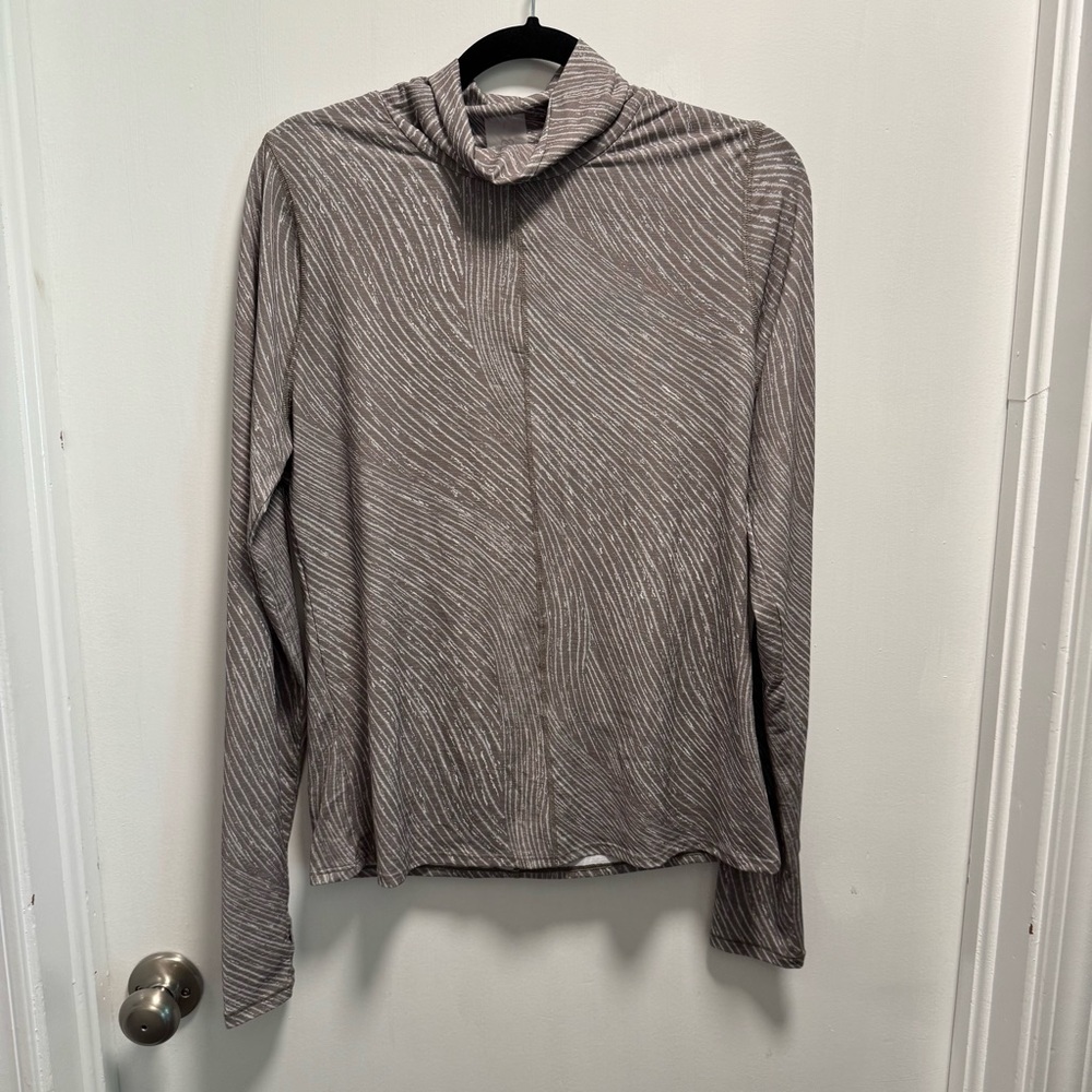 Calia Women’s Sheer Stretchy Long Sleeve Turtleneck Top Size Large Grey White